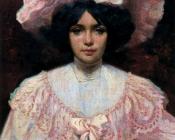伊格纳西奥 狄亚兹 奥拉诺 : Retrato dama en rosa